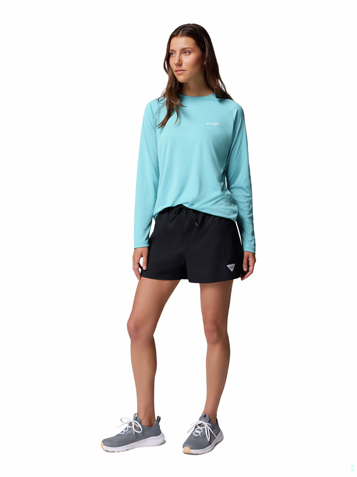 Polo Mujer Manga Larga PFG Tidal Tee™ II Celeste