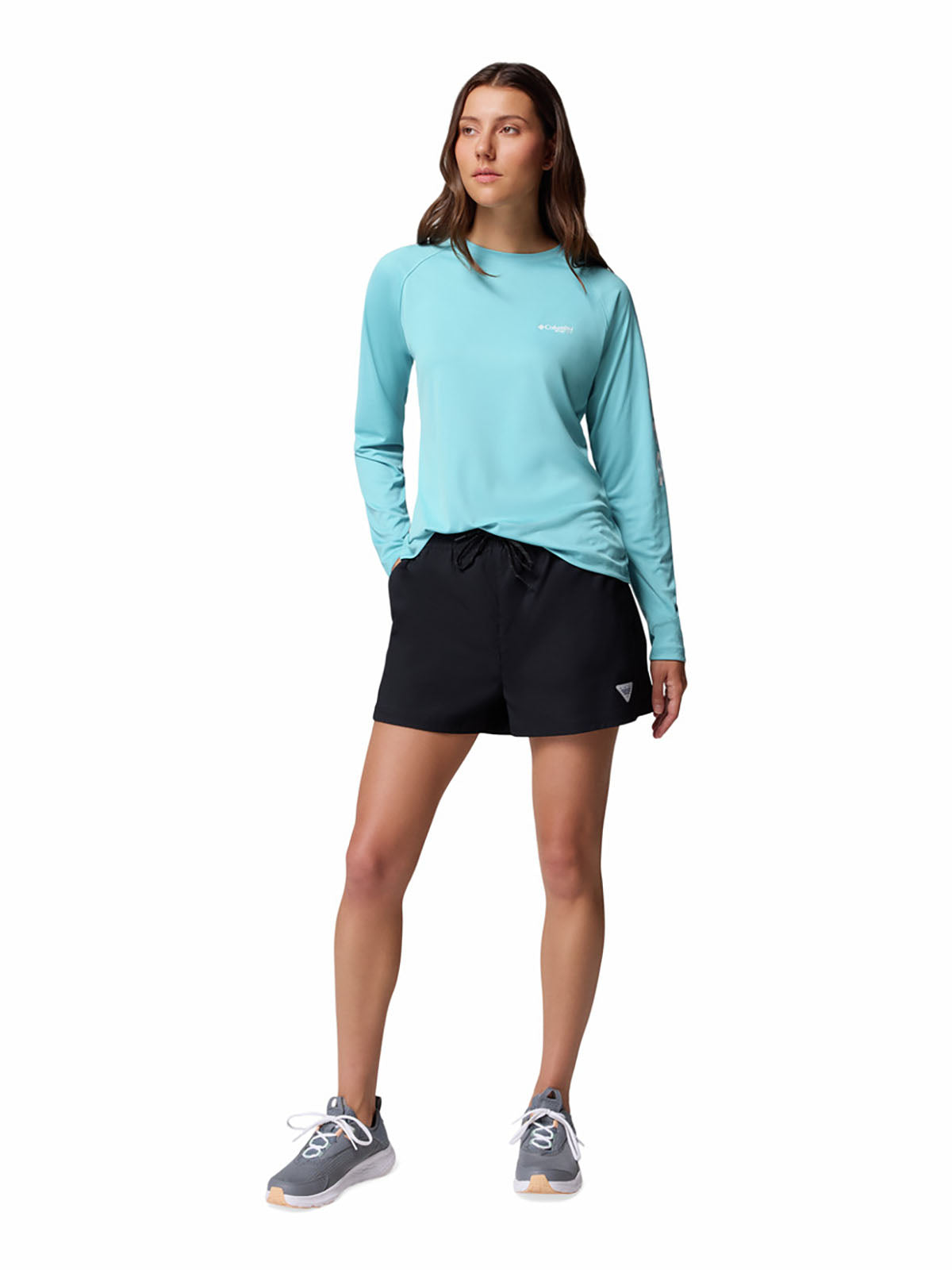 Polo Mujer Manga Larga PFG Tidal Tee™ II Celeste