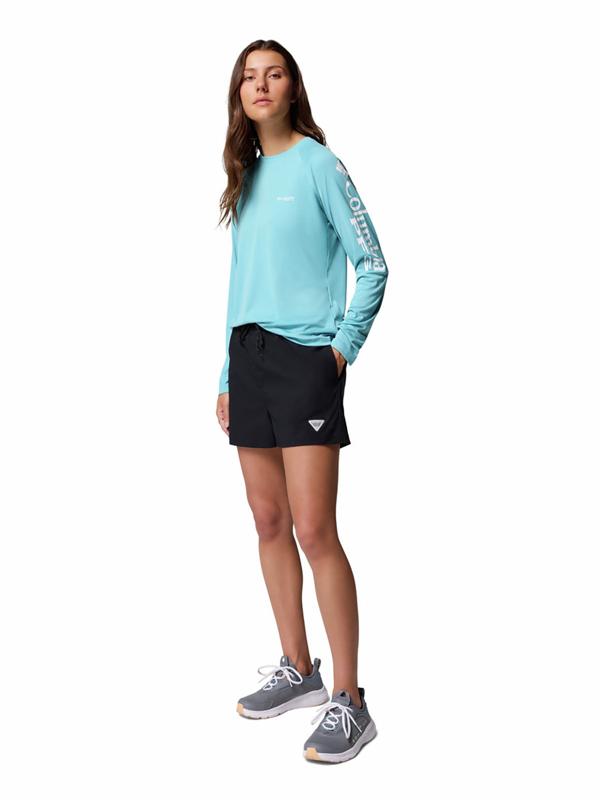 Polo Mujer Manga Larga PFG Tidal Tee™ II Celeste