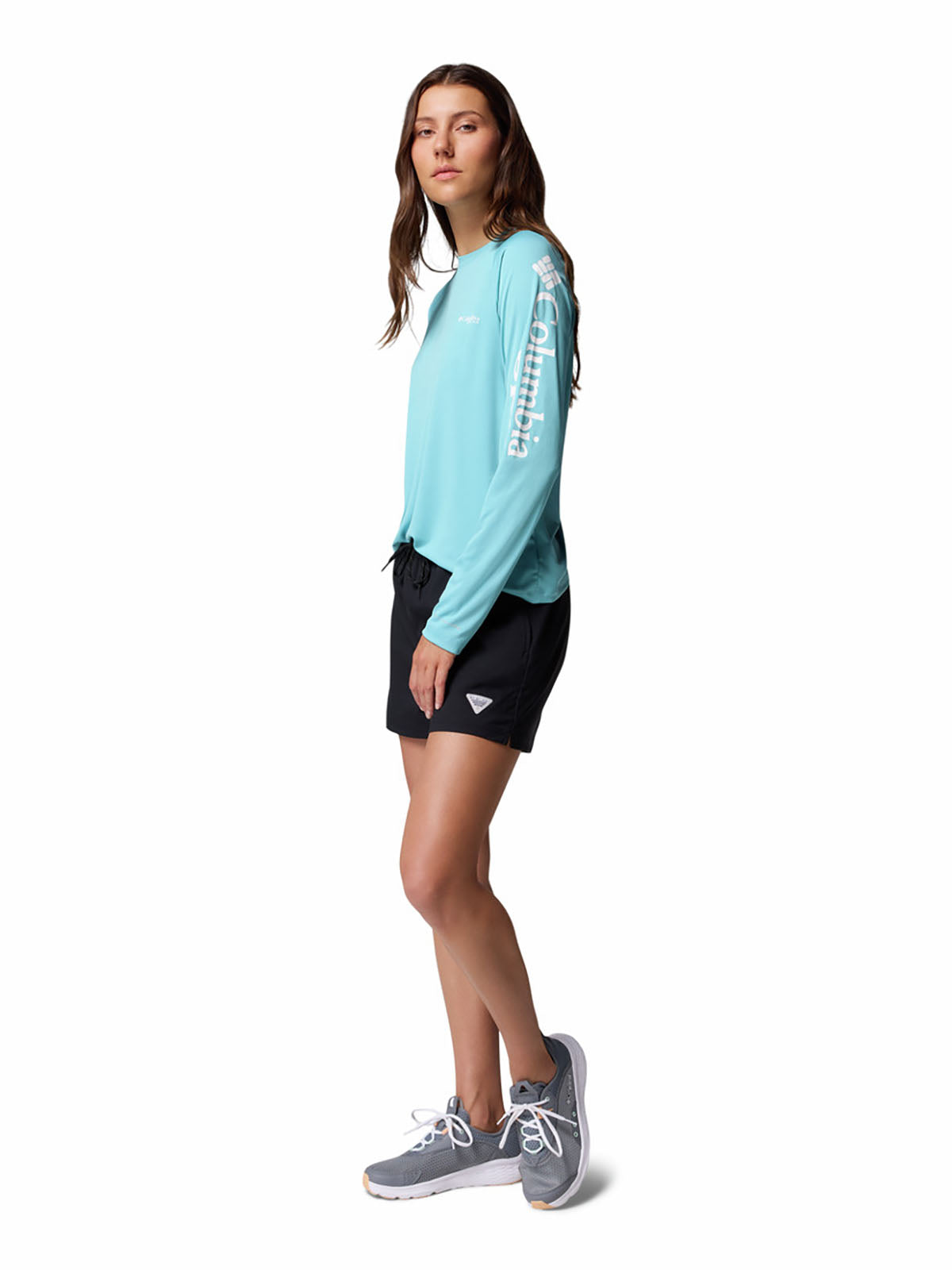 Polo Mujer Manga Larga PFG Tidal Tee™ II Celeste