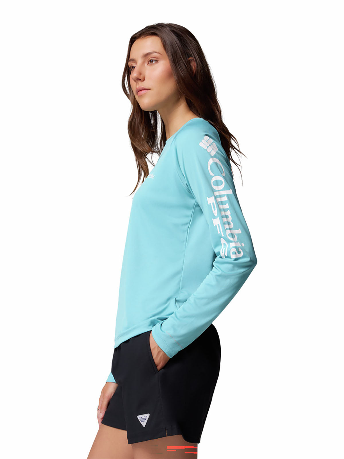 Polo Mujer Manga Larga PFG Tidal Tee™ II Celeste