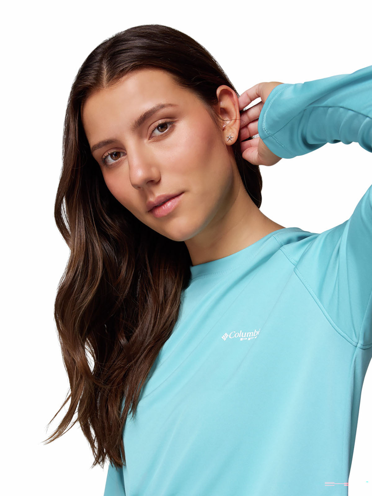 Polo Mujer Manga Larga PFG Tidal Tee™ II Celeste
