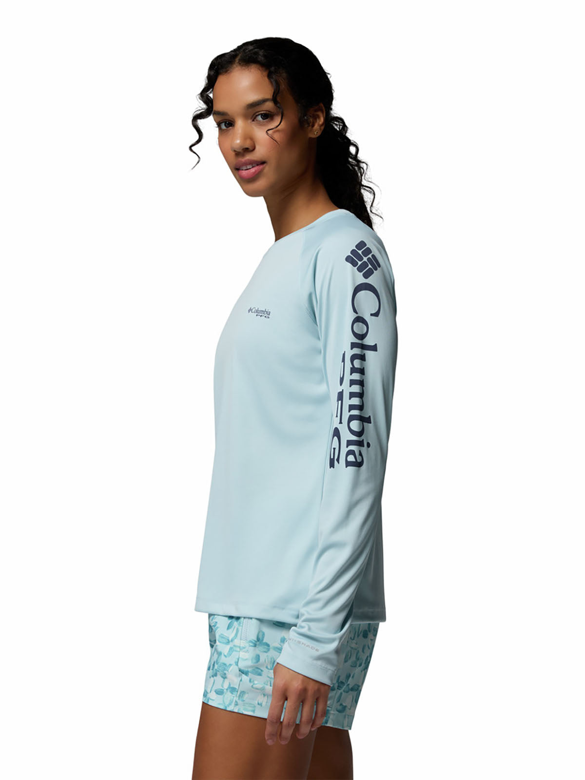 Polo Manga Larga Mujer PFG Tidal Tee™ II Celeste