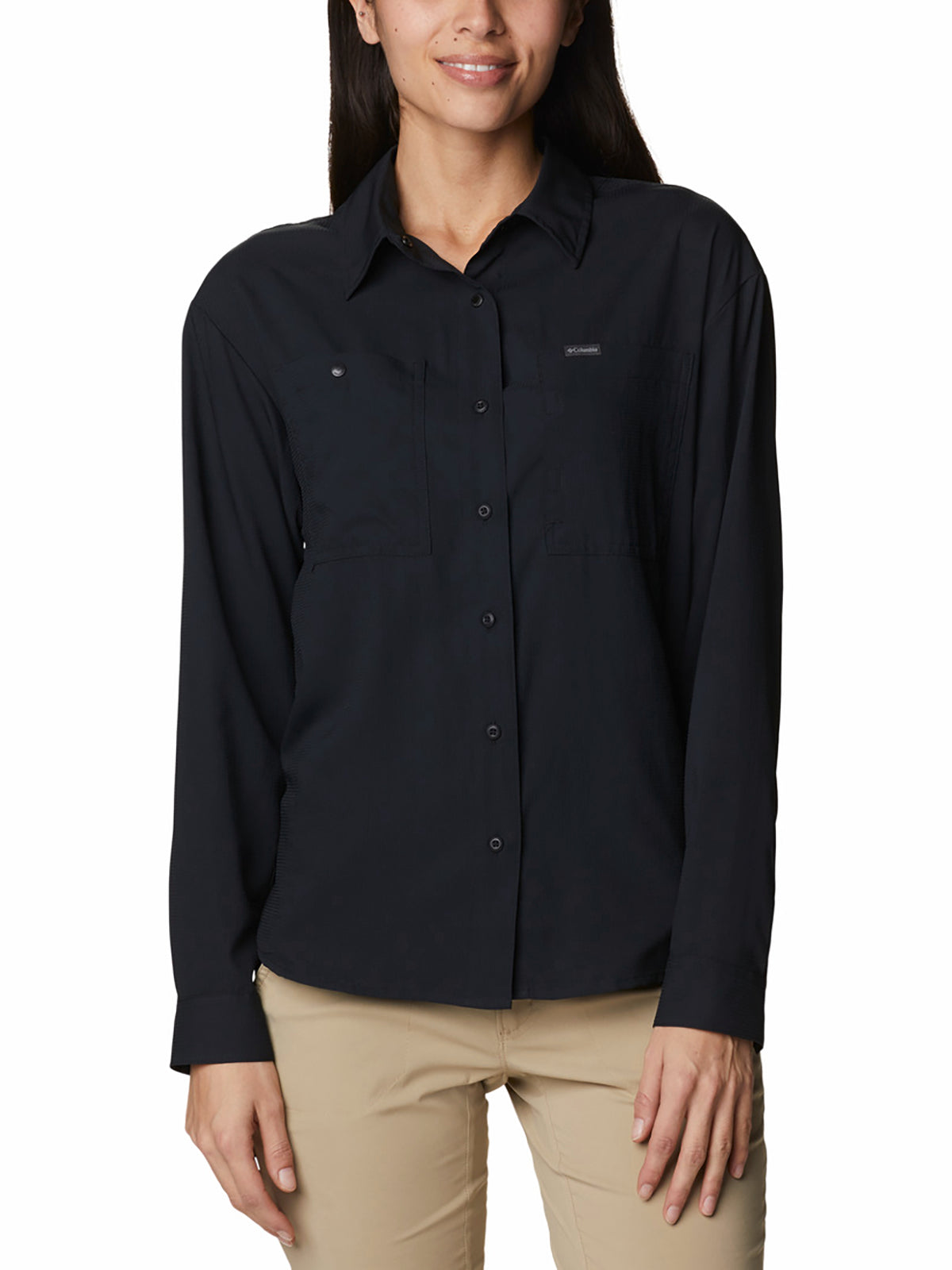 blusa-para-mujer-manga-larga-silver-ridge-utility-negro-columbia-2033341-xp9