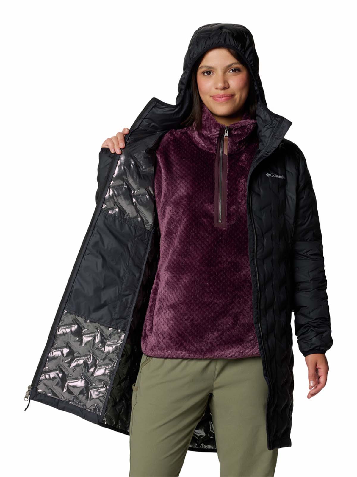 Casaca Larga De Plumas Mujer Delta Ridge™ II Negra