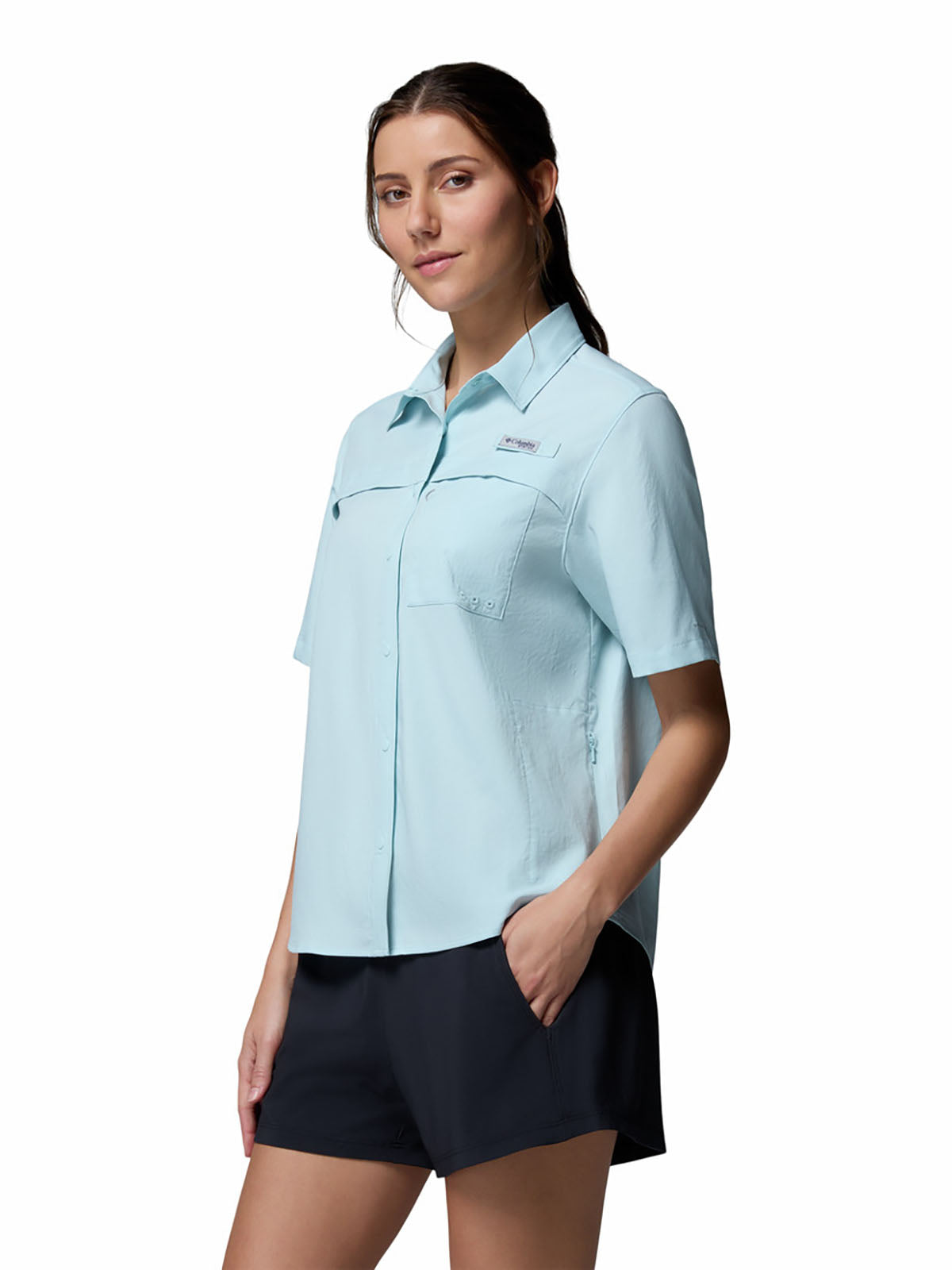 Blusa Manga Corta Mujer PFG Castback™ Celeste