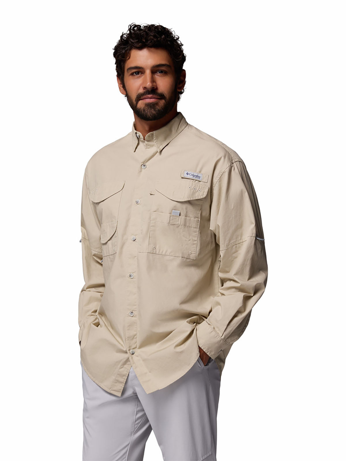 Camisa Manga Larga Hombre Pfg Bonehead™ Beige