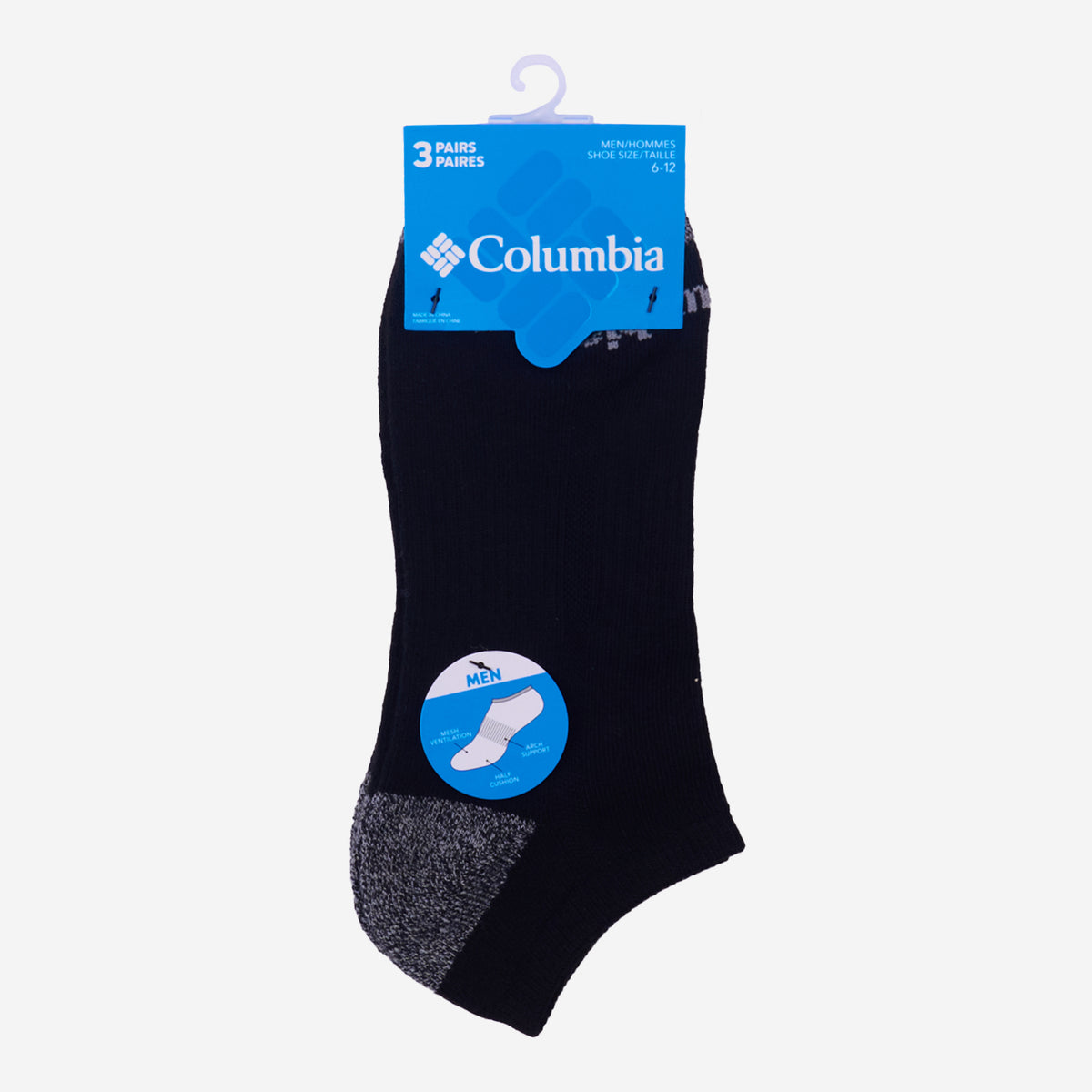 Medias Para Hombre 3 Pack Half Cushion No Show Negras Columbia