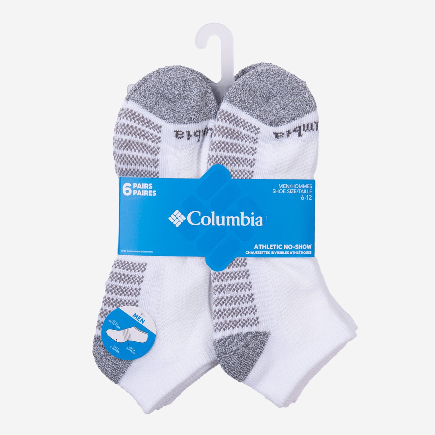 Medias Para Hombre 6 Pack - No Show Fashion Blancas Columbia